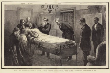 Il defunto Presidente Garfield, scena al capezzale subito dopo la morte, Longbranch, 19 settembre 1881